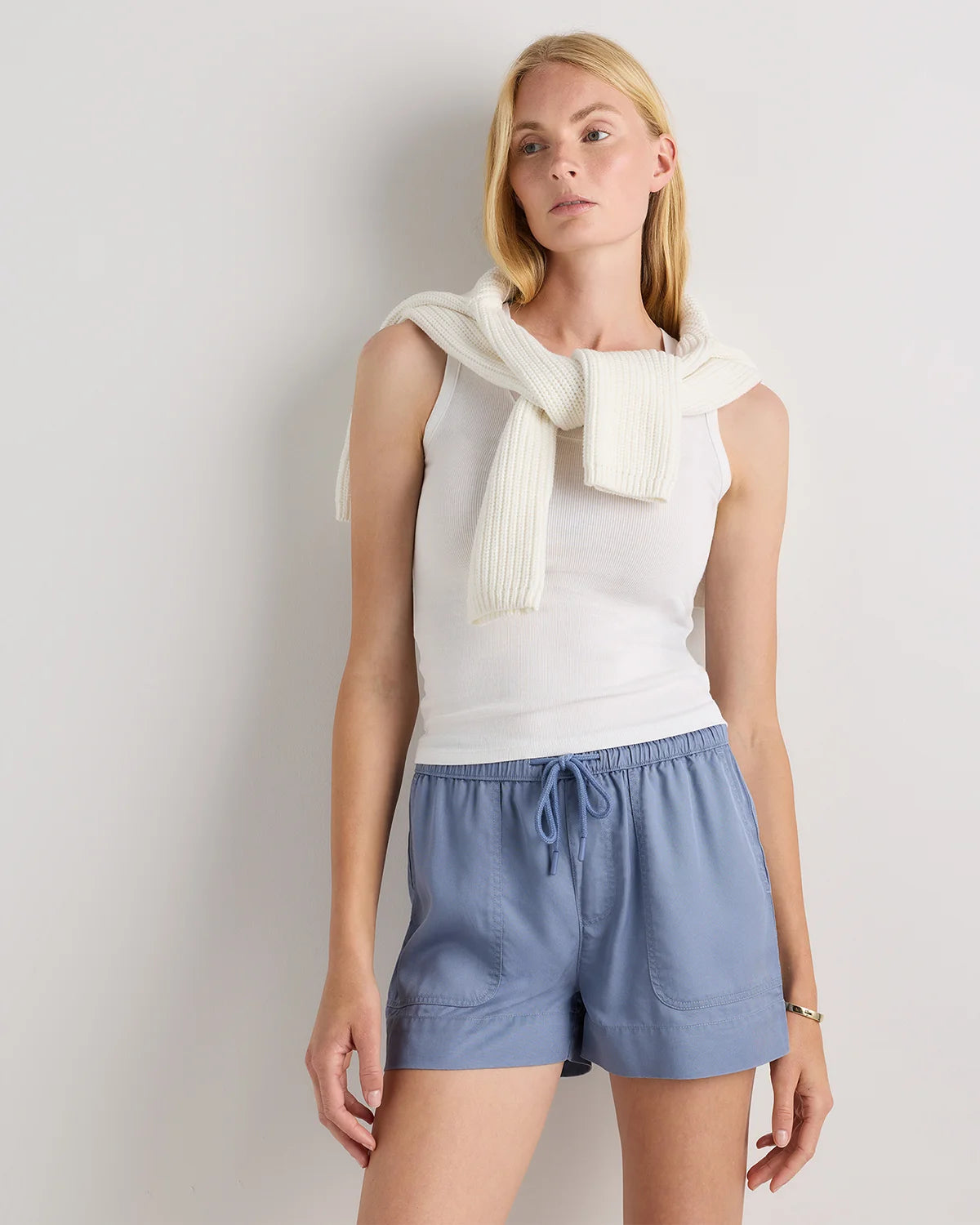 Vintage Wash Tencel Utility Shorts - XS / Moonstone Blue