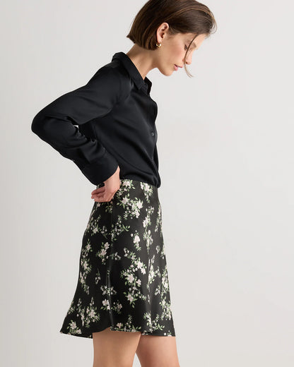 100% Washable Silk Mini Skirt - XS / Champagne