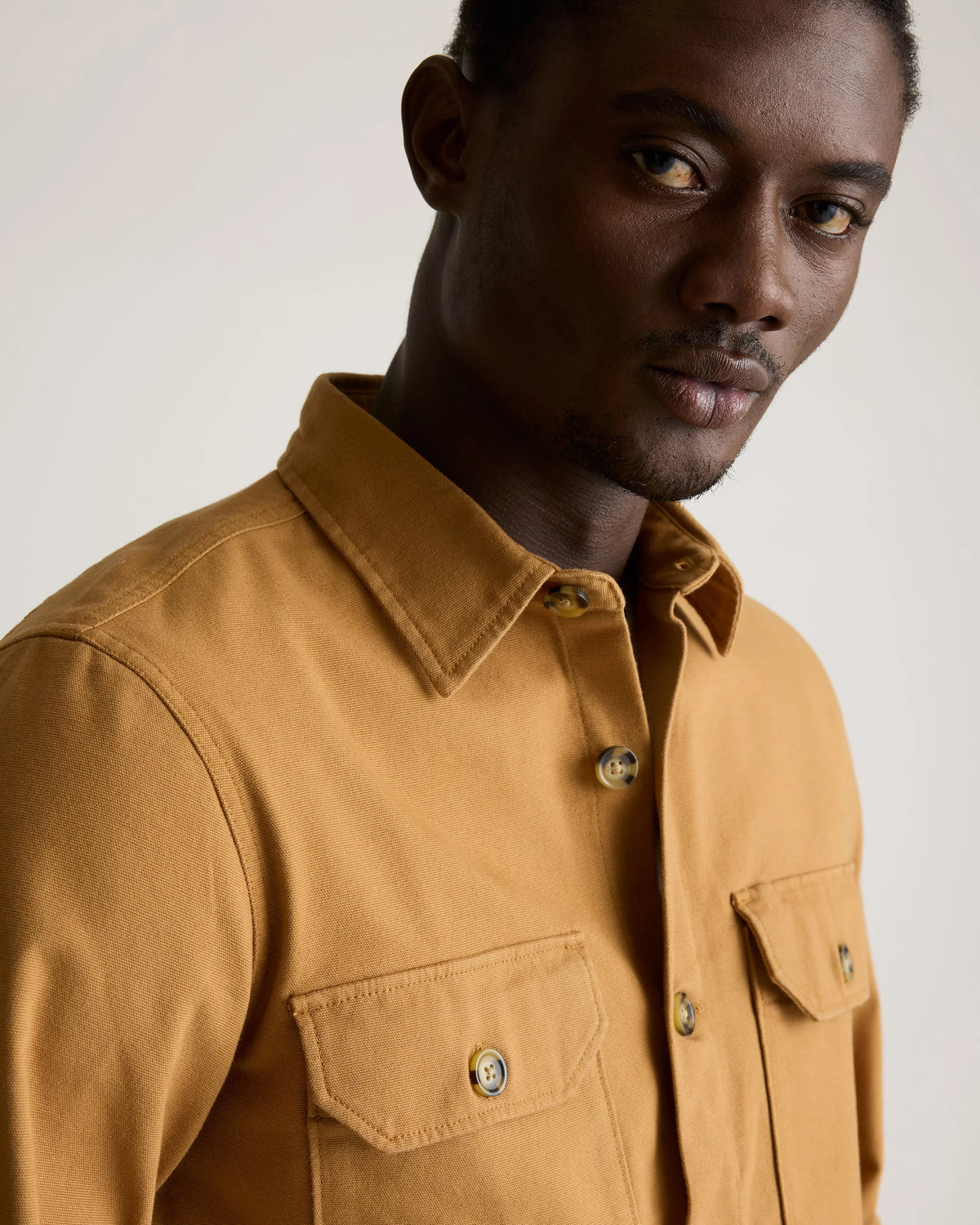 Double-Brushed Stretch Overshirt Jacket - S / Camel