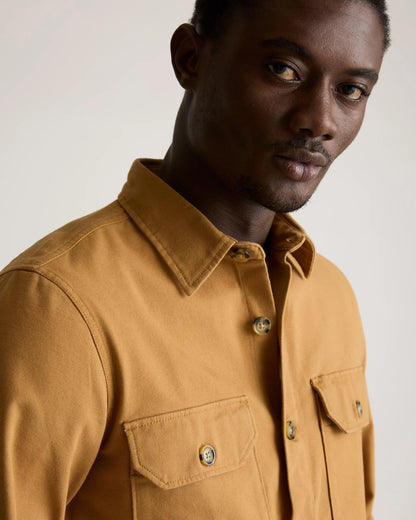 Double-Brushed Stretch Overshirt Jacket - S / Camel
