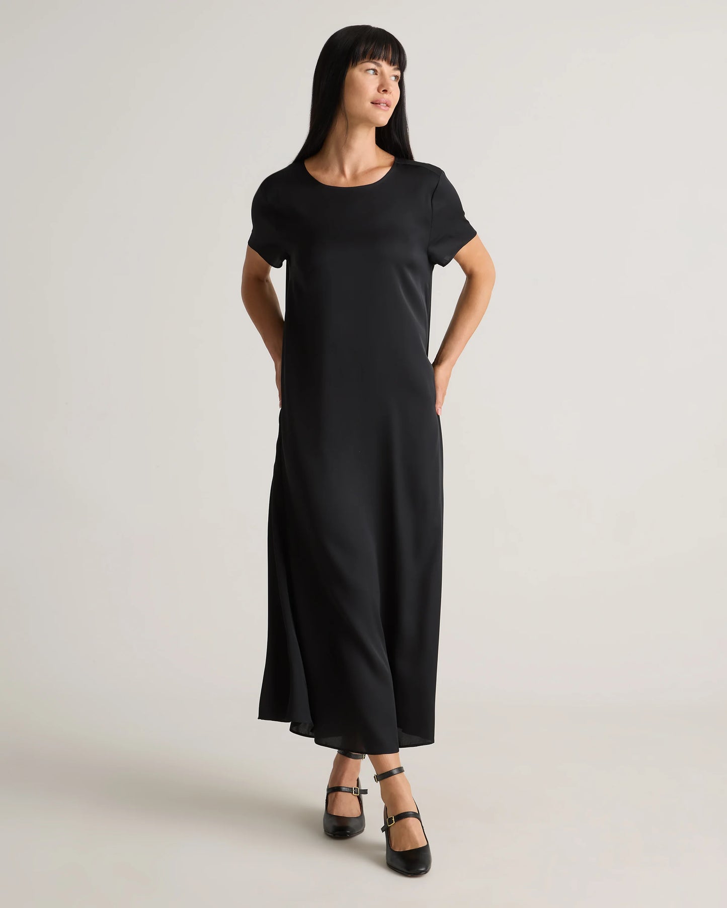 Washable Stretch Silk Voluminous Maxi Dress - XS / Moonstone Blue