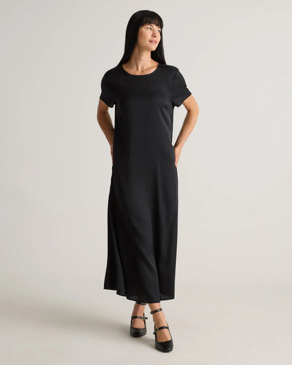 Washable Stretch Silk Voluminous Maxi Dress - XS / Moonstone Blue