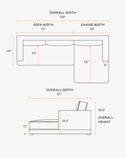 Sierra Curved Arm Chaise Sectional in Performance Boucle - Right Arm / Linen