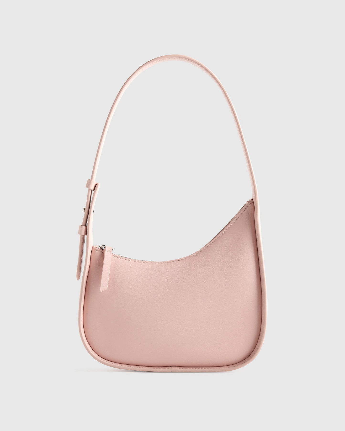 Italian Leather Asymmetrical Mini Shoulder Bag - One Size / Shell Pink