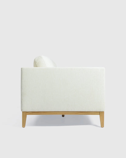 Performance Chenille Linen Blend Sofa with Solid Oak Base - 7ft / Snow