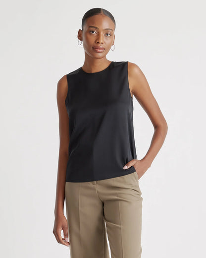 Washable Stretch Silk Shell Tank - XS / Forest Green