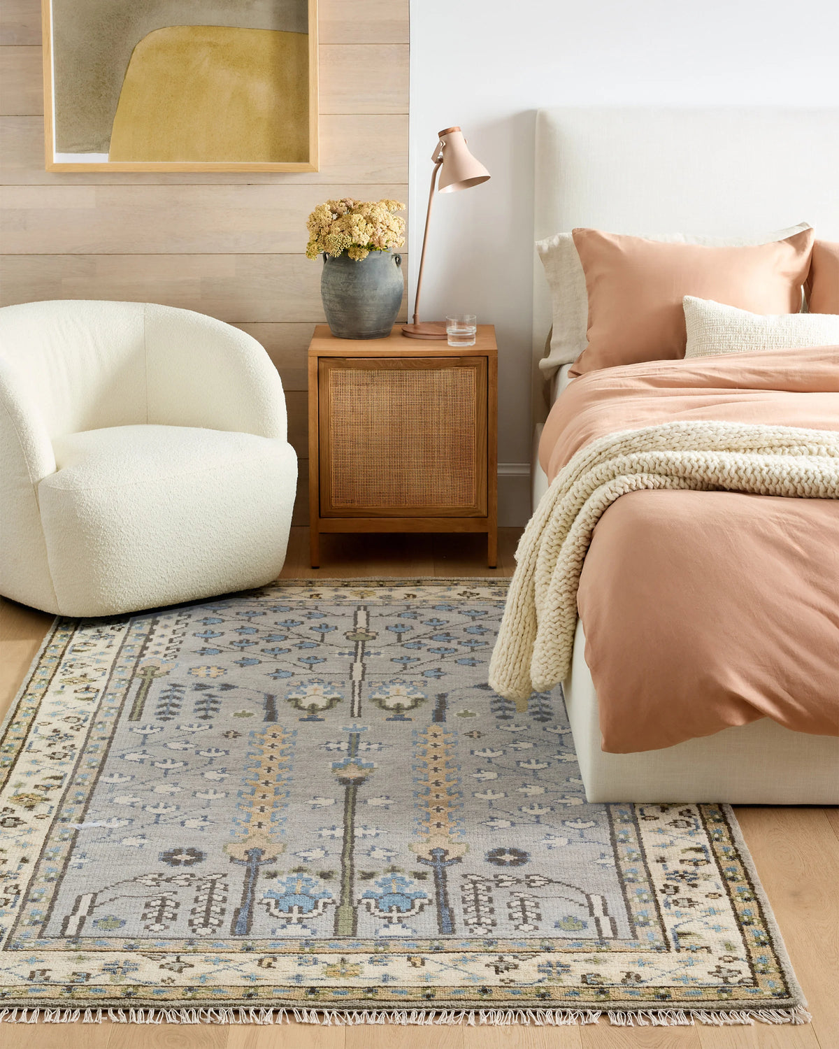 Reed Hand-Knotted Wool Rug - 5' x 8' / Light Grey