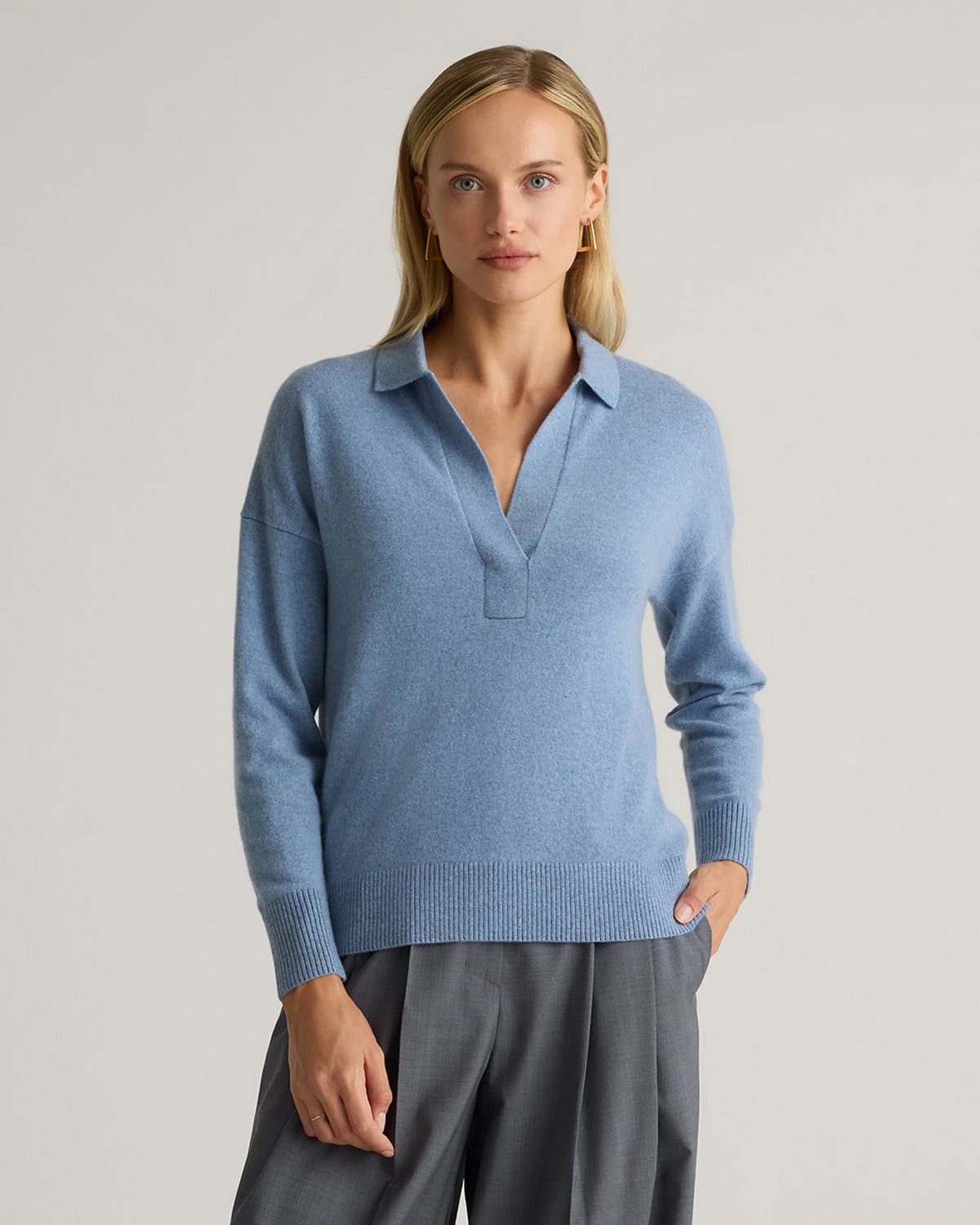 Mongolian Cashmere Polo Sweater - XS / Pale Custard Yellow