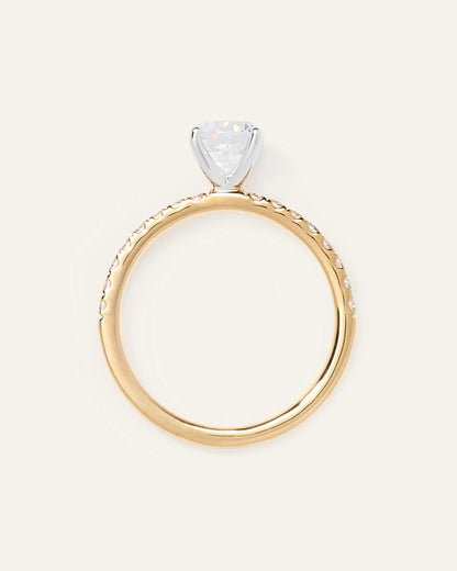Lab Grown Diamond Round Petite Pave Engagement Ring - 1ct - 4 / Yellow Gold