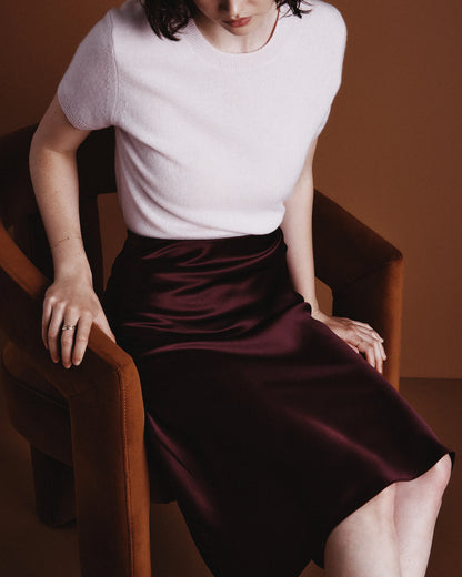 100% Washable Silk Skirt - XS / Champagne