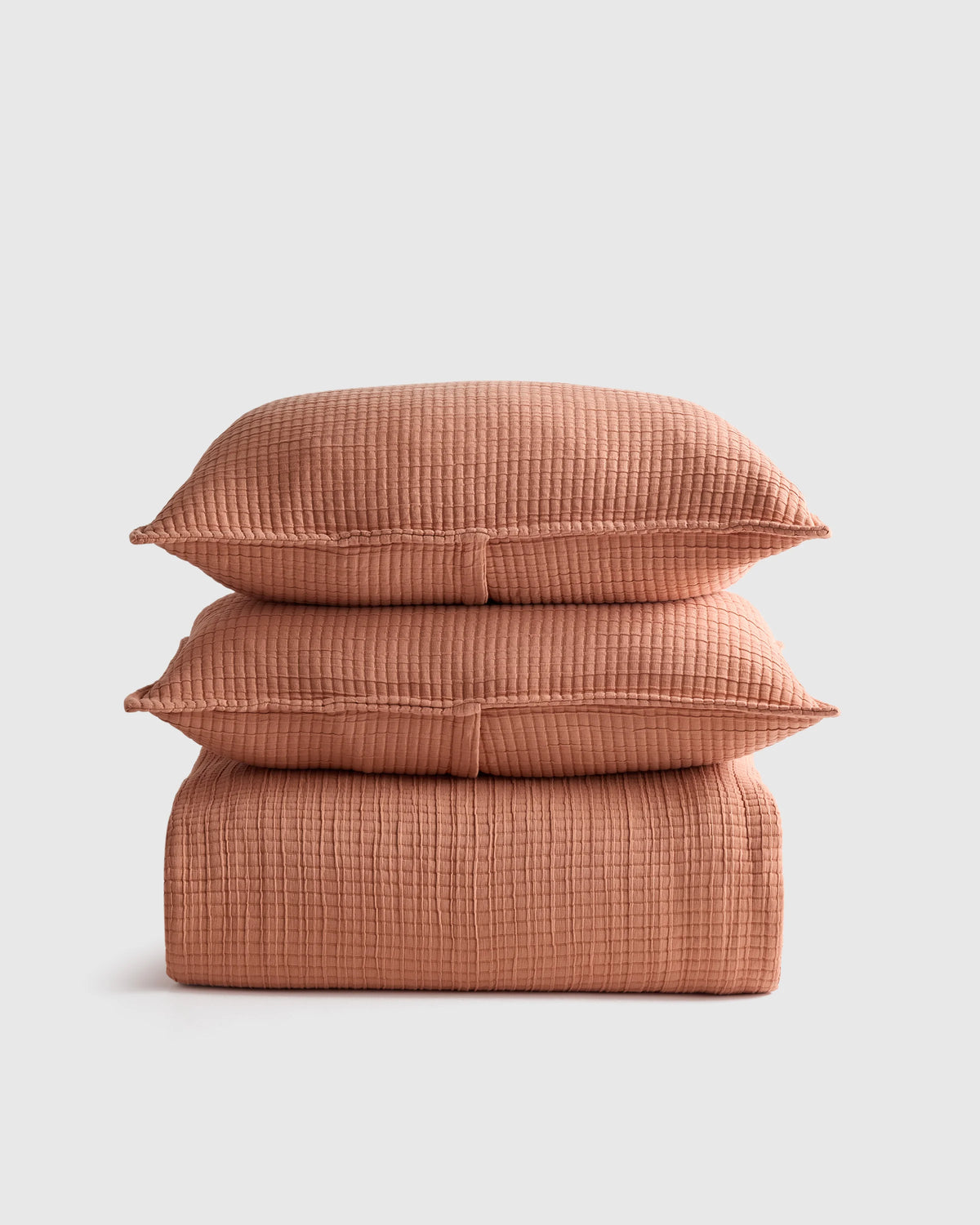 Organic Ribbed Cotton Coverlet Set - Twin / Toffee