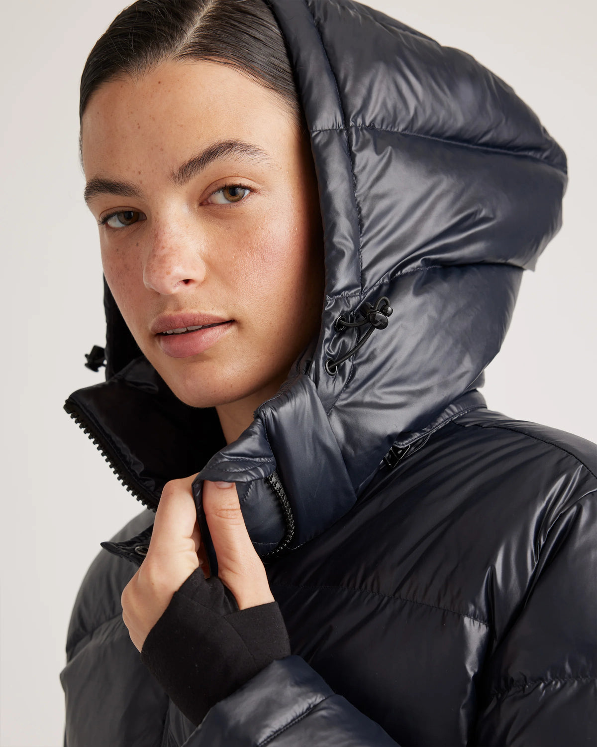 Responsible Down Cropped Puffer Jacket - XS / Shiny Black