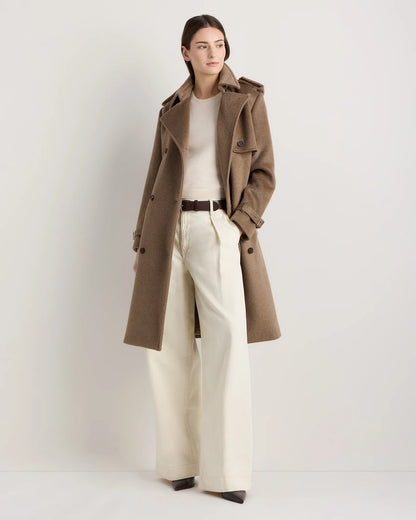 100% Mongolian Cashmere Trench Coat - XS / Heather Taupe