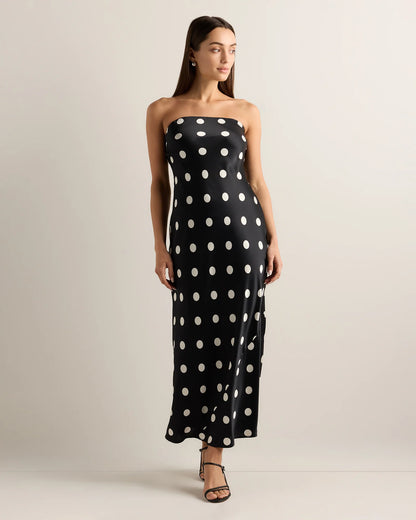 100% Washable Silk Strapless Midi Dress - XS / Hot Fudge
