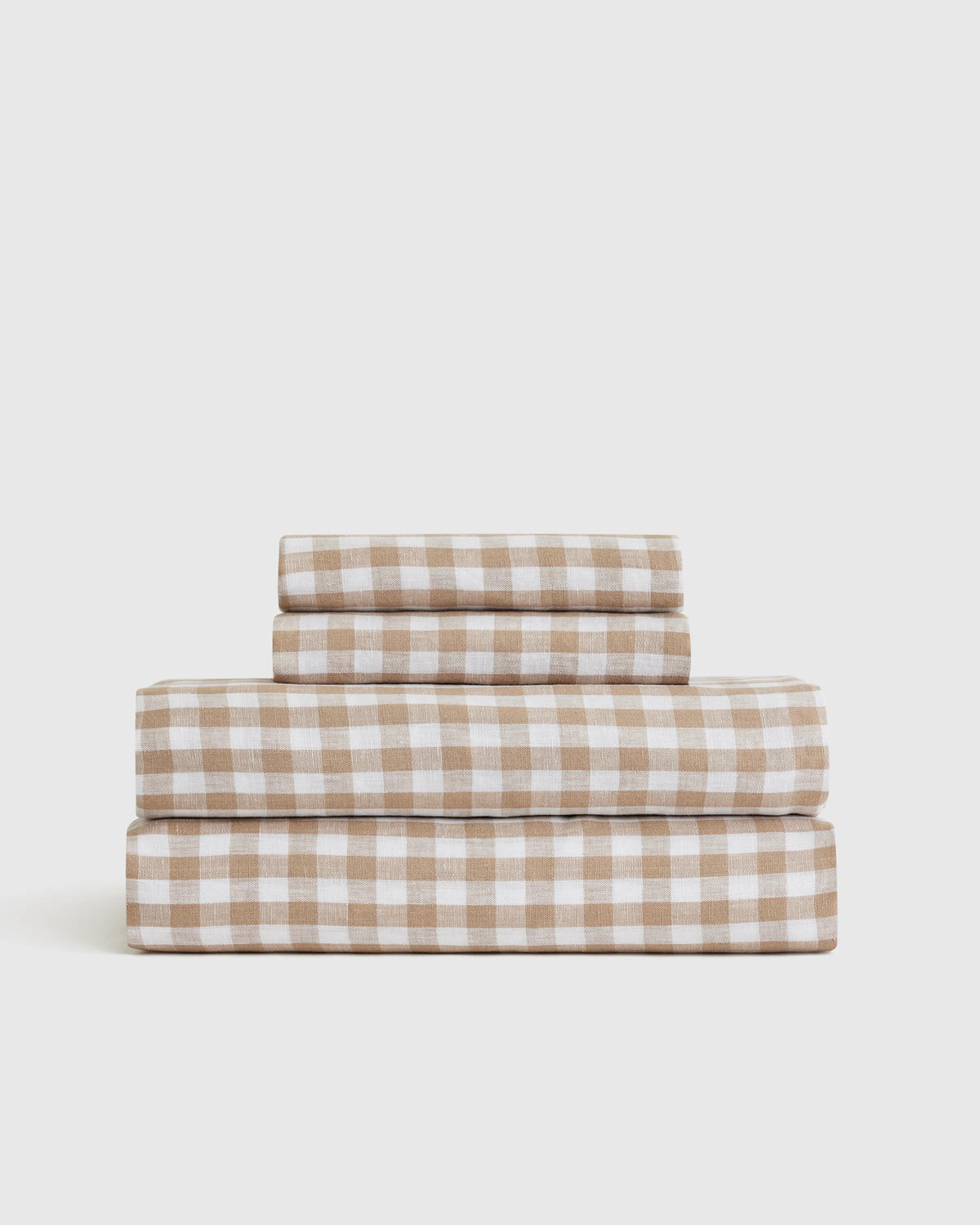 European Linen Gingham Sheet Set - Twin / Blue Fog