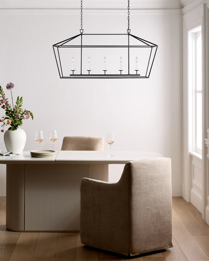 Traditional Steel Linear Lantern Chandelier - One Size / Brass