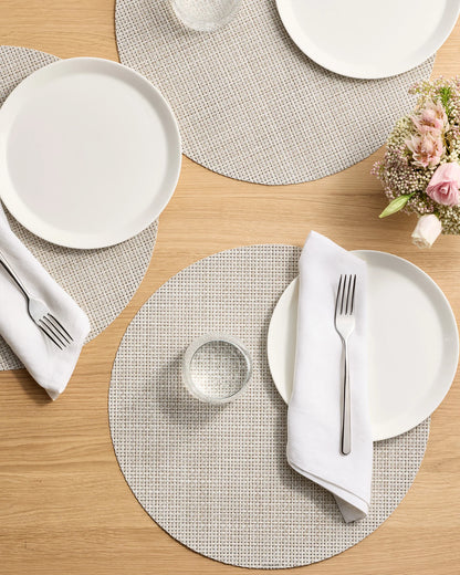 Basketweave Easy-Care Round Placemat, Set of 4 by Chilewich - One Size / Celadon