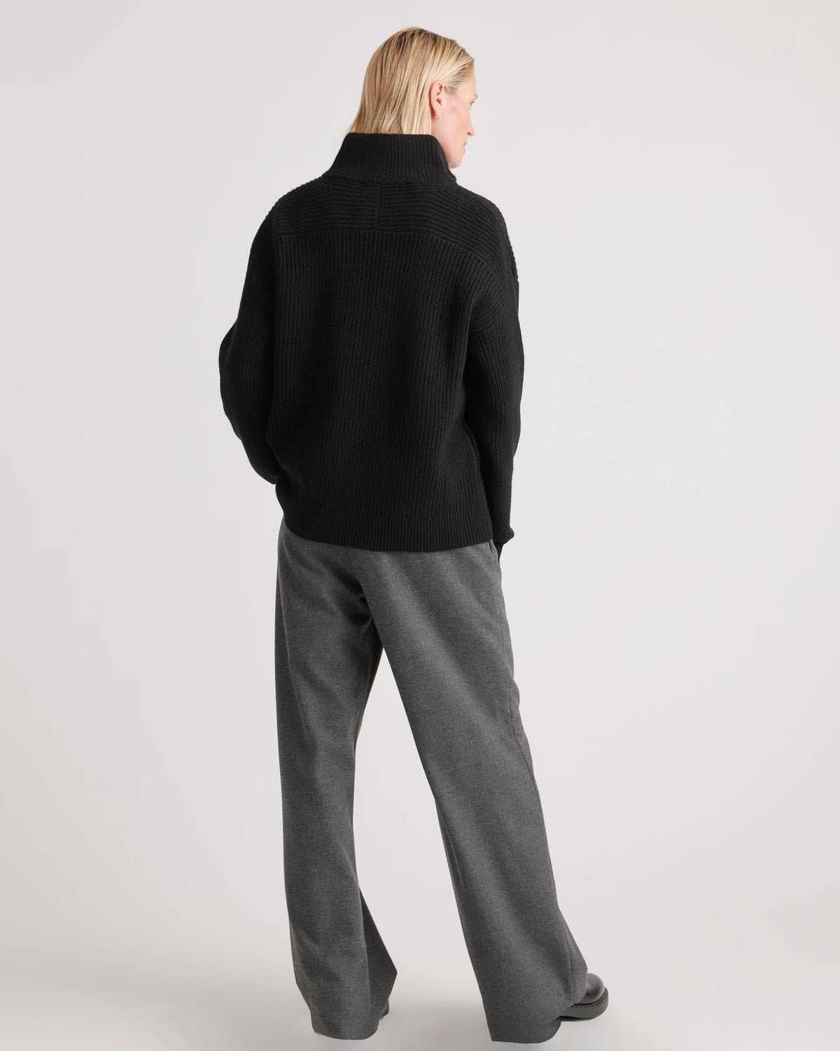 Australian Merino Wool Half Zip Sweater - XS / Heather Grey