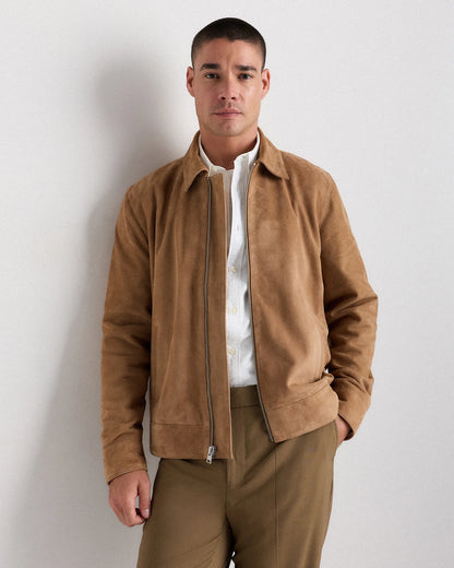 100% Suede Harrington Jacket - S / True Black