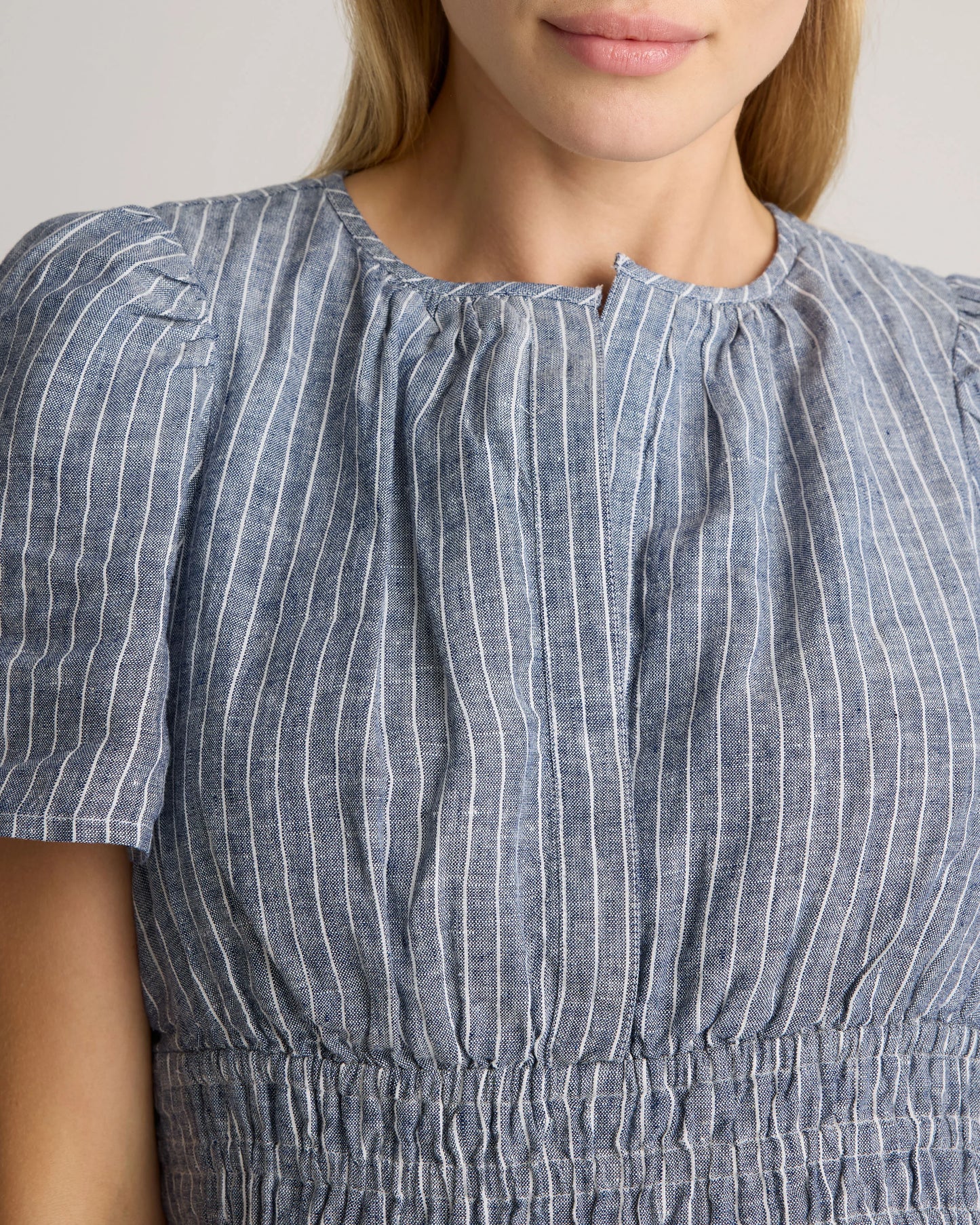 100% European Linen Tiered Maxi Dress - XS / Deep Navy