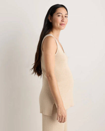 Cotton Cashmere Maternity and Nursing V-Neck Tank - XS / Mocha Heather