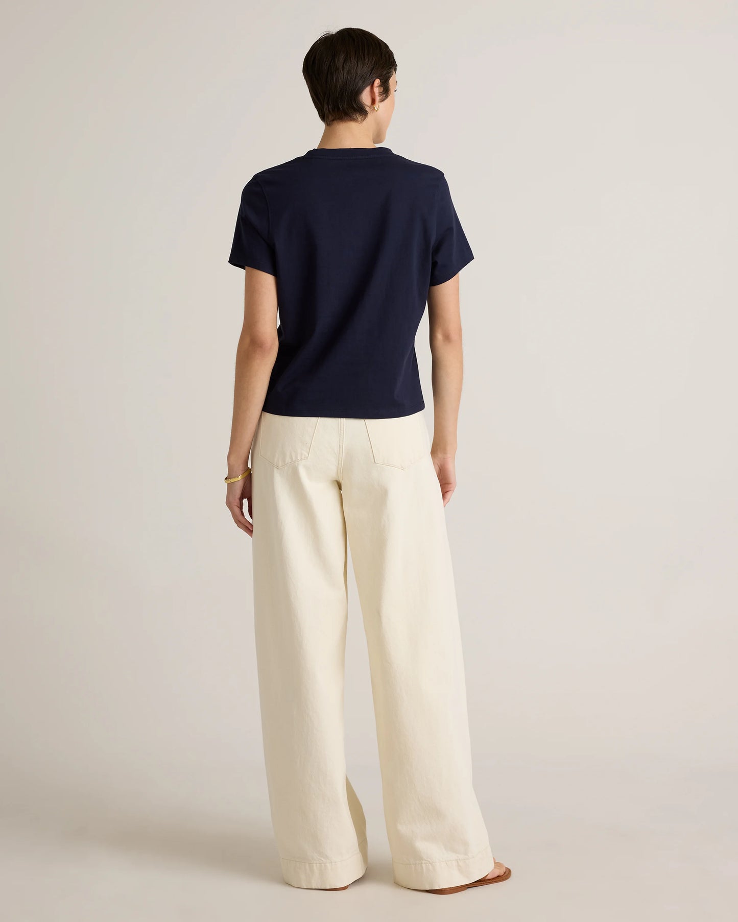 100% Organic Cotton Boxy V-Neck Tee - XS / Dusty Beige