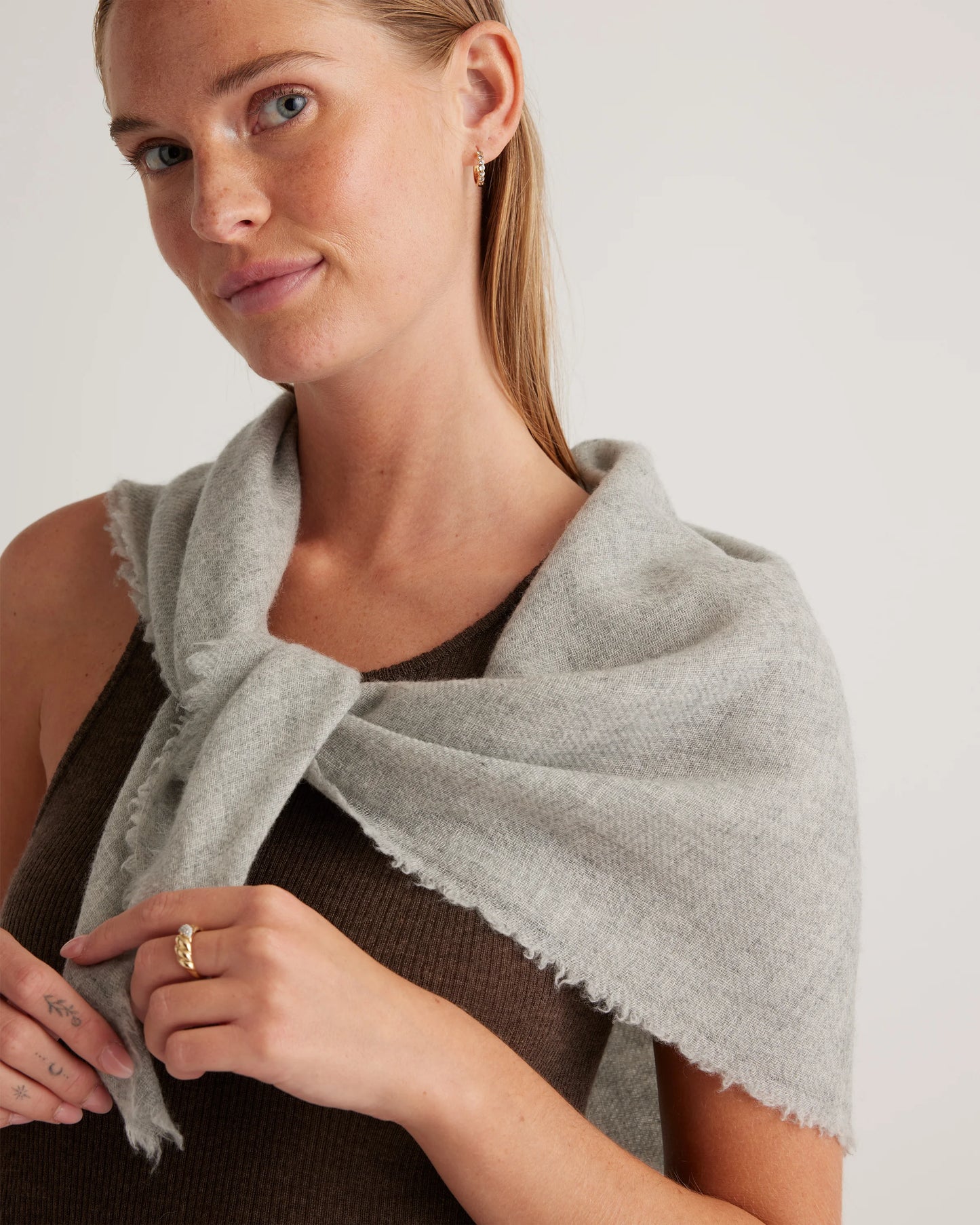 Mongolian Cashmere Square Scarf - One Size / Rich Burgundy