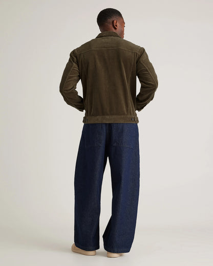 Organic Stretch Corduroy Trucker Jacket - S / Seaweed