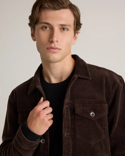 Organic Stretch Corduroy Trucker Jacket - S / Seaweed
