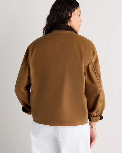 Organic Waxed Cotton Cropped Barn Jacket - XS / Vintage Black