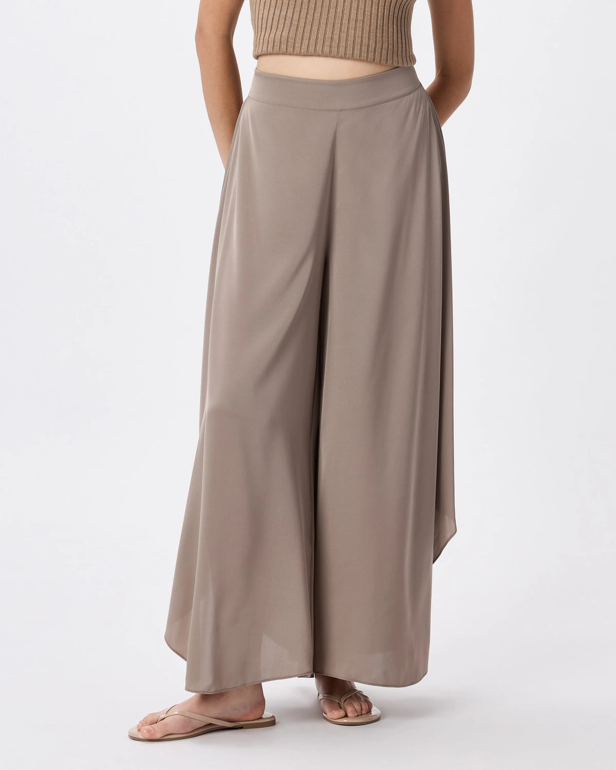 Washable Stretch Silk Palazzo Pants - XS / Black