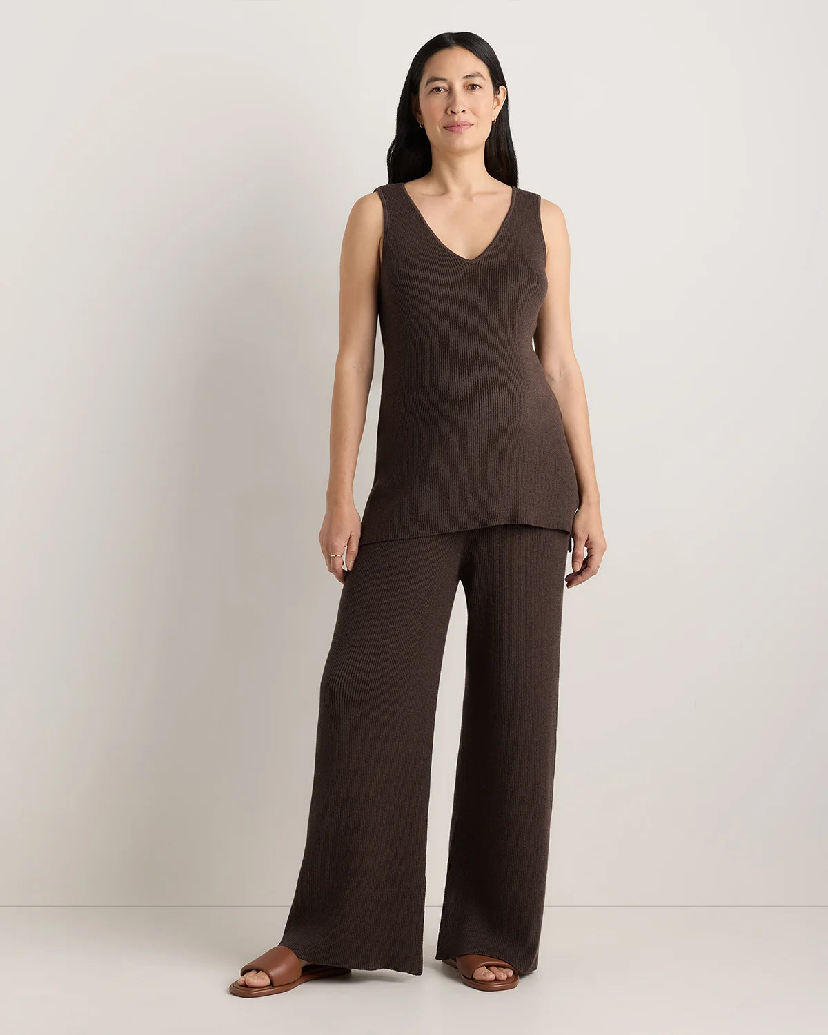 Cotton Cashmere Maternity Wide Leg Pants - XS / Heather Charcoal