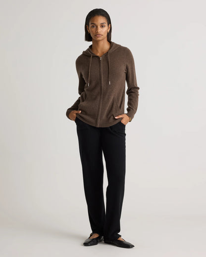 Mongolian Cashmere Full-Zip Hoodie - XS / Heather Grey