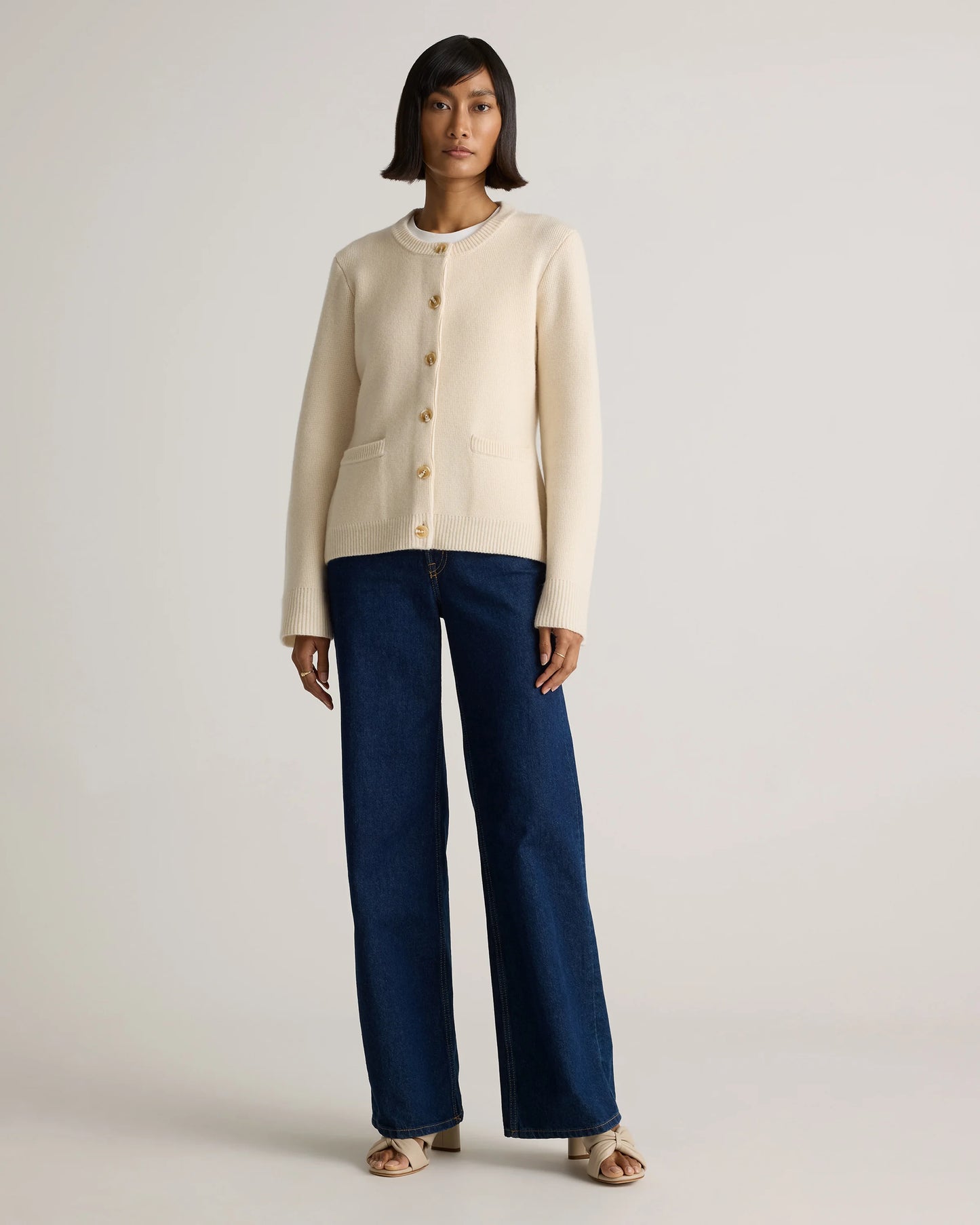 Mongolian Cashmere Structured Cardigan - XS / Oatmeal