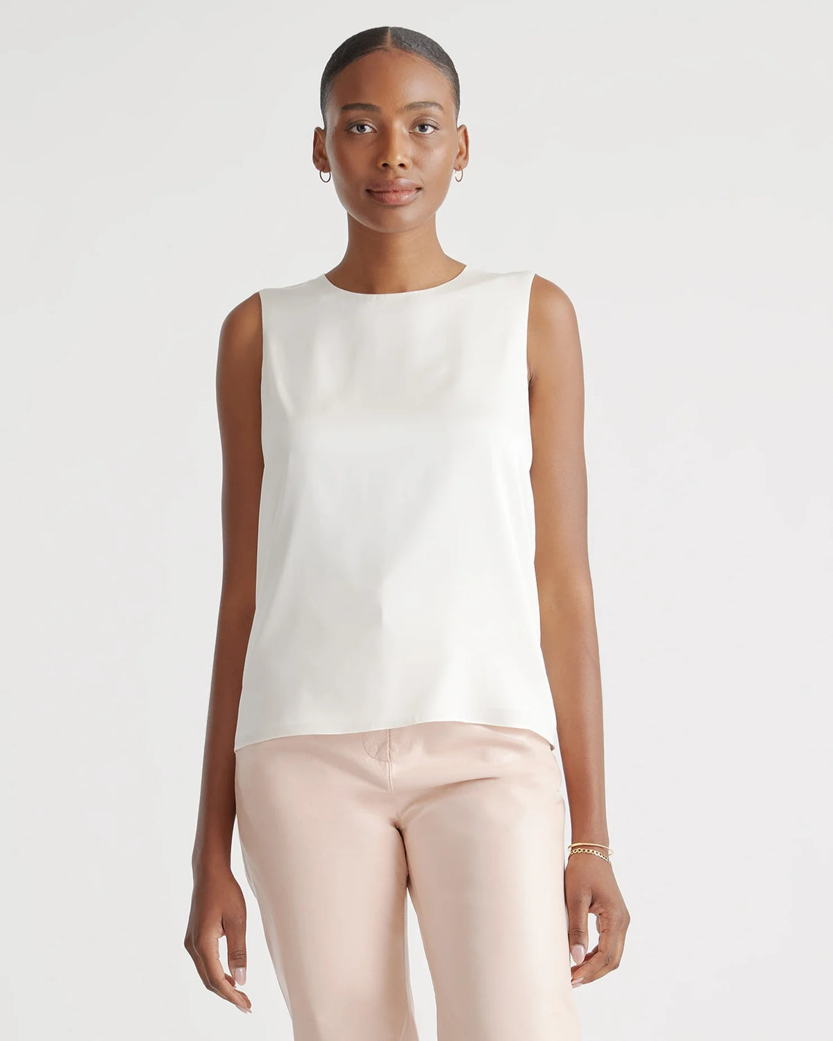 Washable Stretch Silk Shell Tank - XS / Forest Green