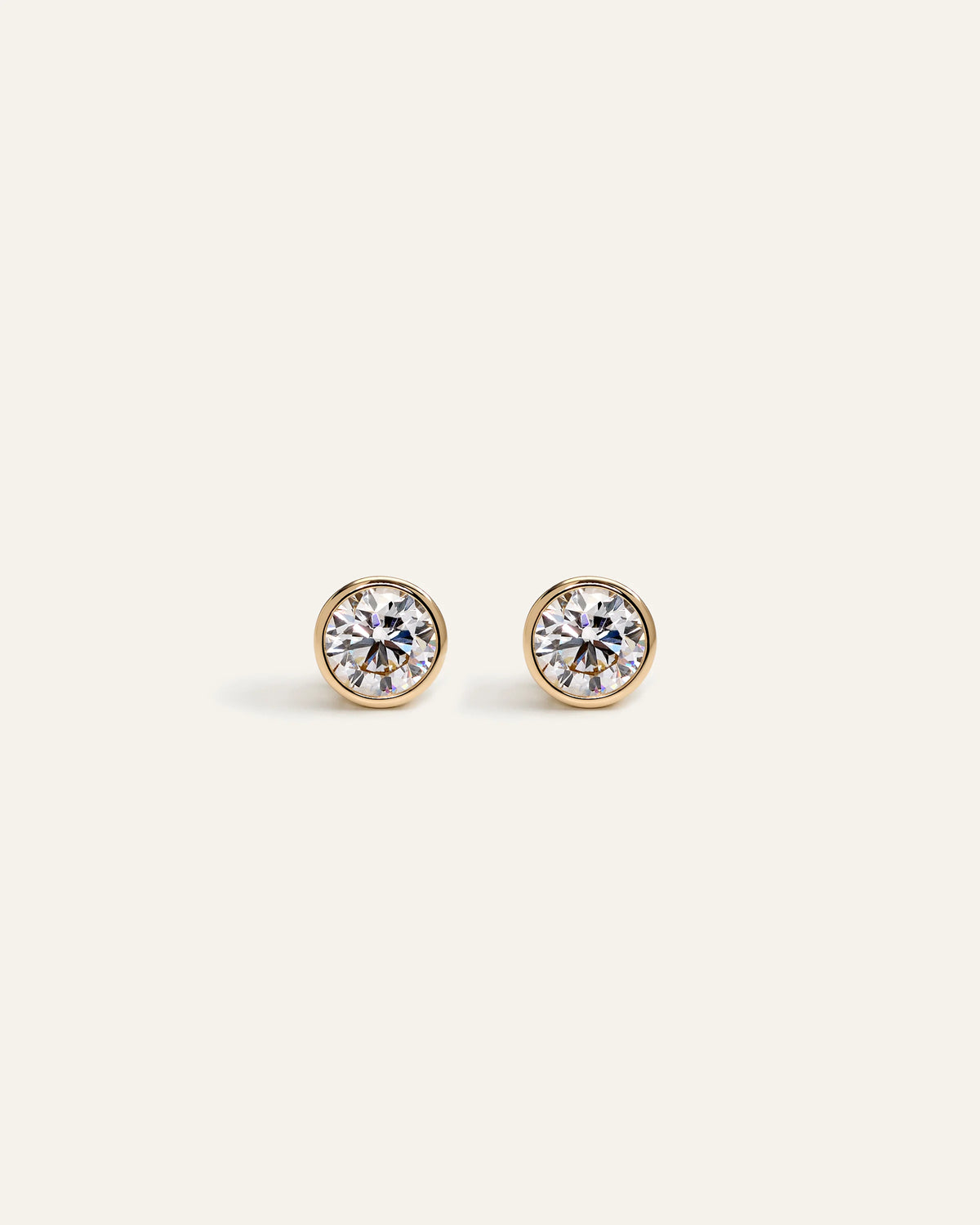14k Gold Lab Grown Diamond Bezel Studs - 1ctw - One Size / Yellow Gold