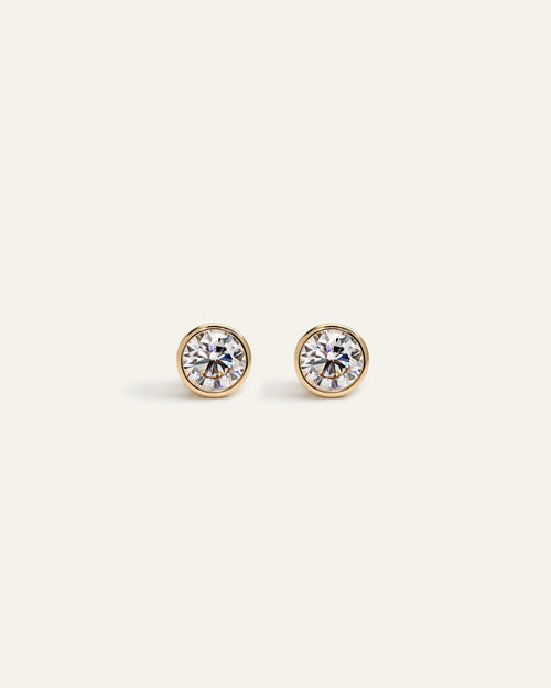 14k Gold Lab Grown Diamond Bezel Studs - 1ctw - One Size / Yellow Gold