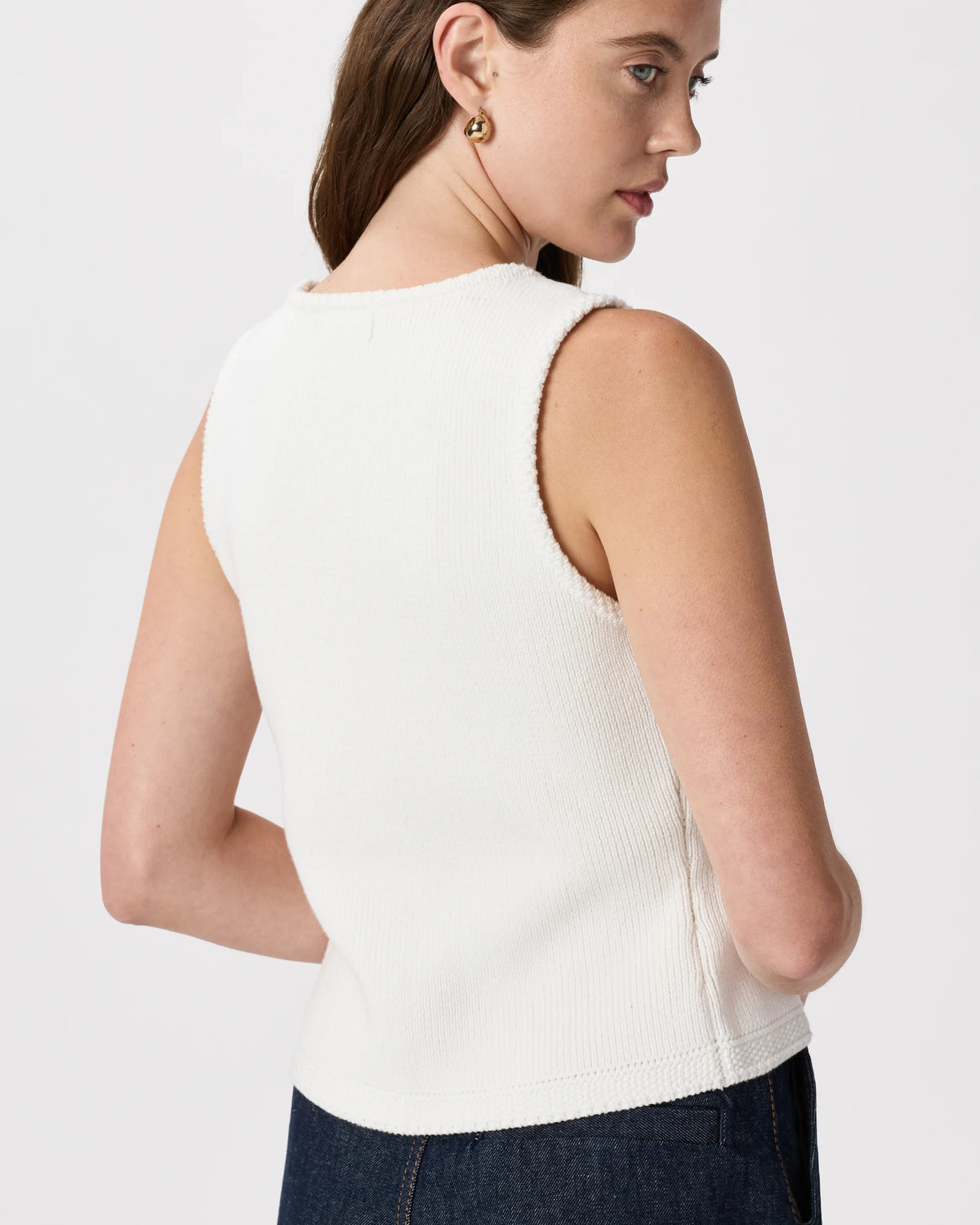 100% Organic Cotton V-Neck Sweater Vest - XS / Ivory