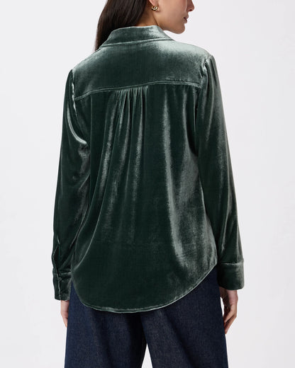 Stretch Silk Velvet Long Sleeve Shirt - XS / Dogwood