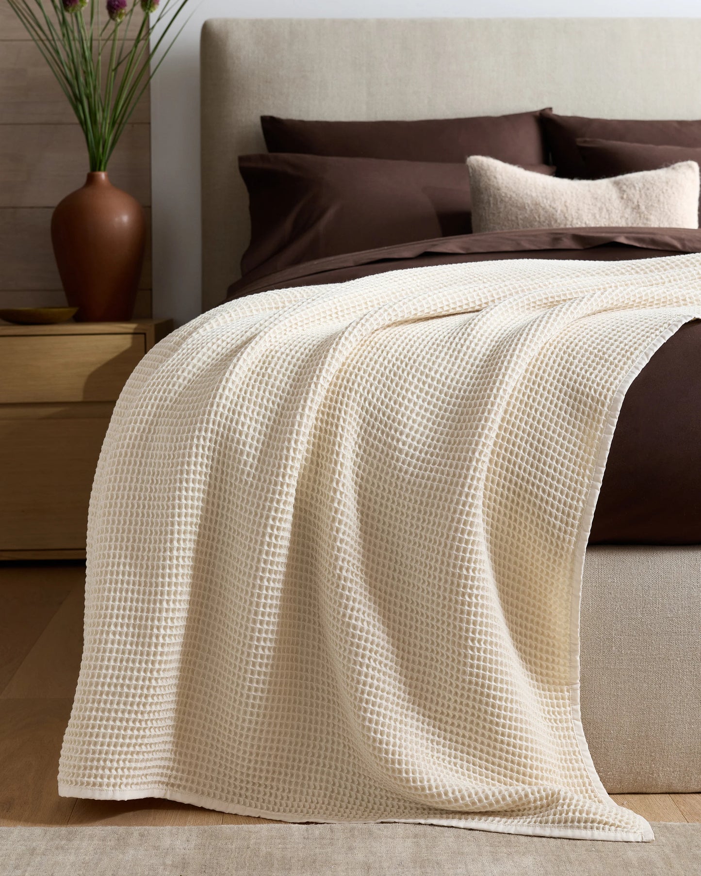 Organic Waffle Bed Blanket - Twin / White