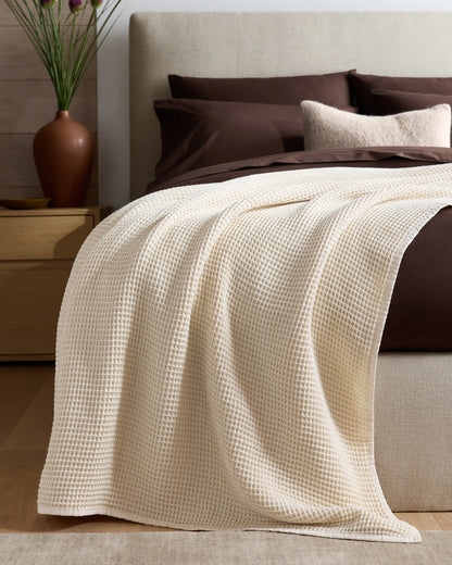Organic Waffle Bed Blanket - Twin / White