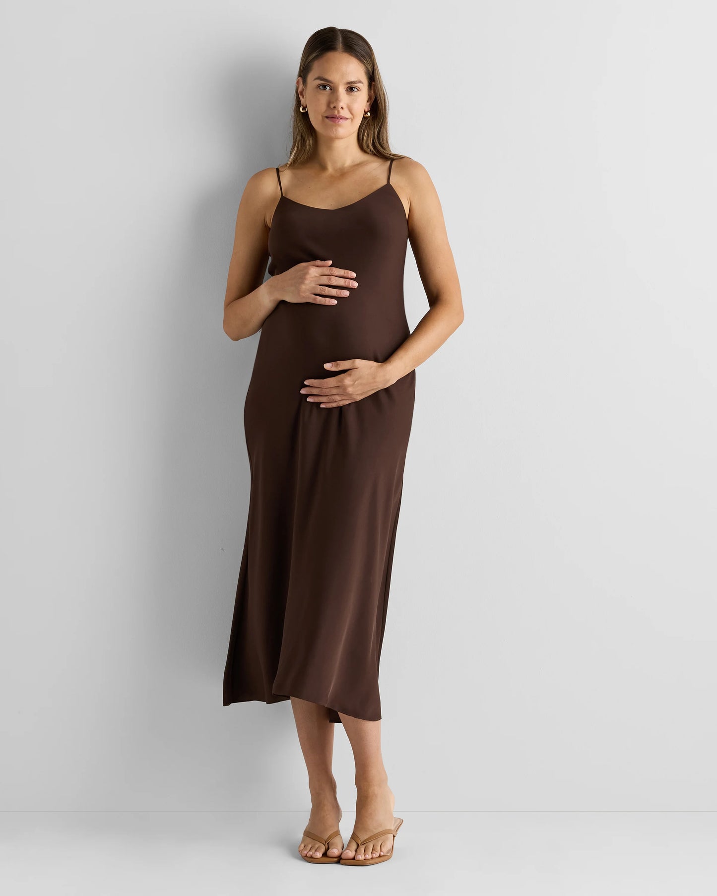 Washable Stretch Silk Maternity Slip Dress - XS / Moonstone Blue Heirloom Floral
