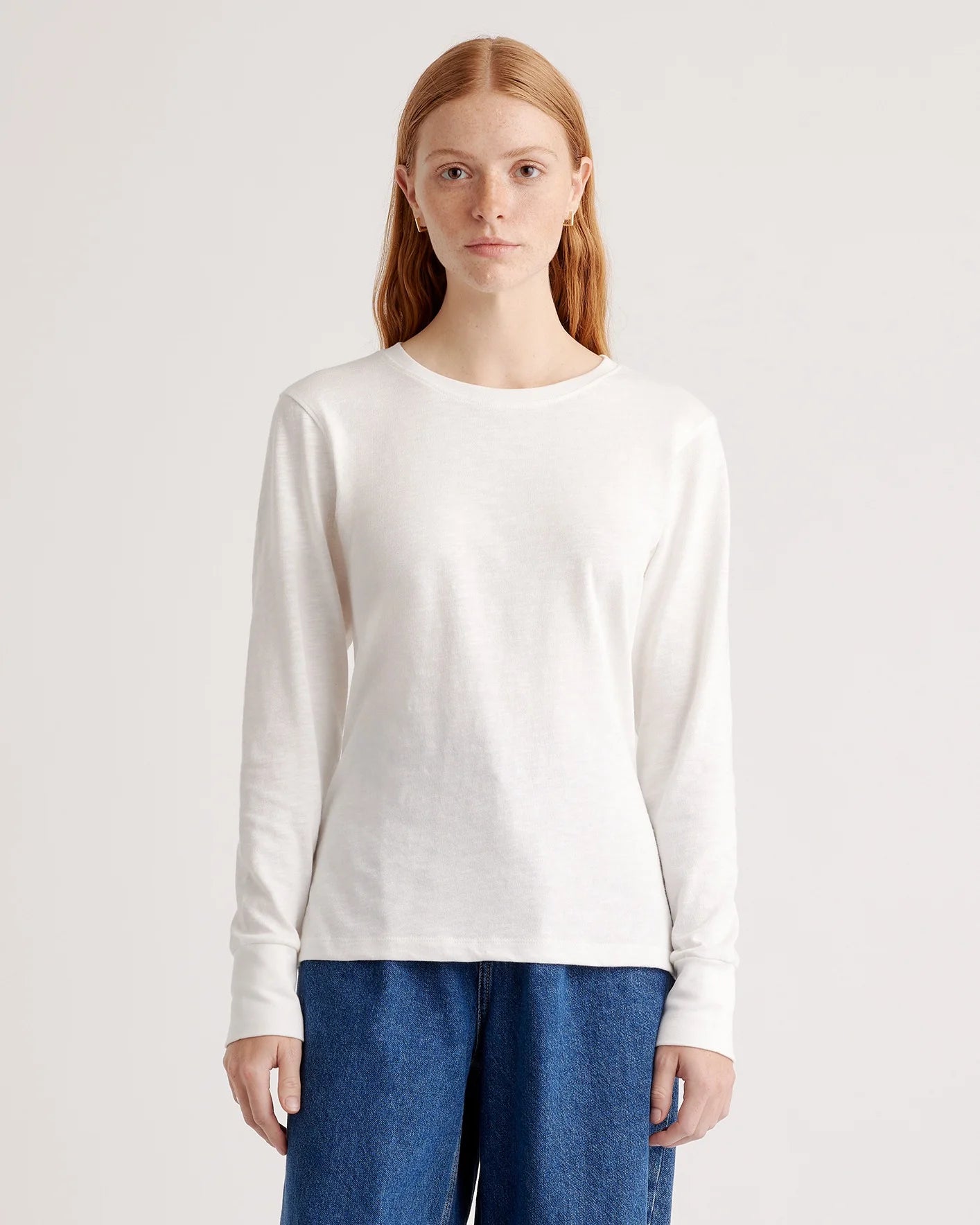 100% Organic Cotton Slub Long Sleeve Tee - XS / Smoked Thyme Green