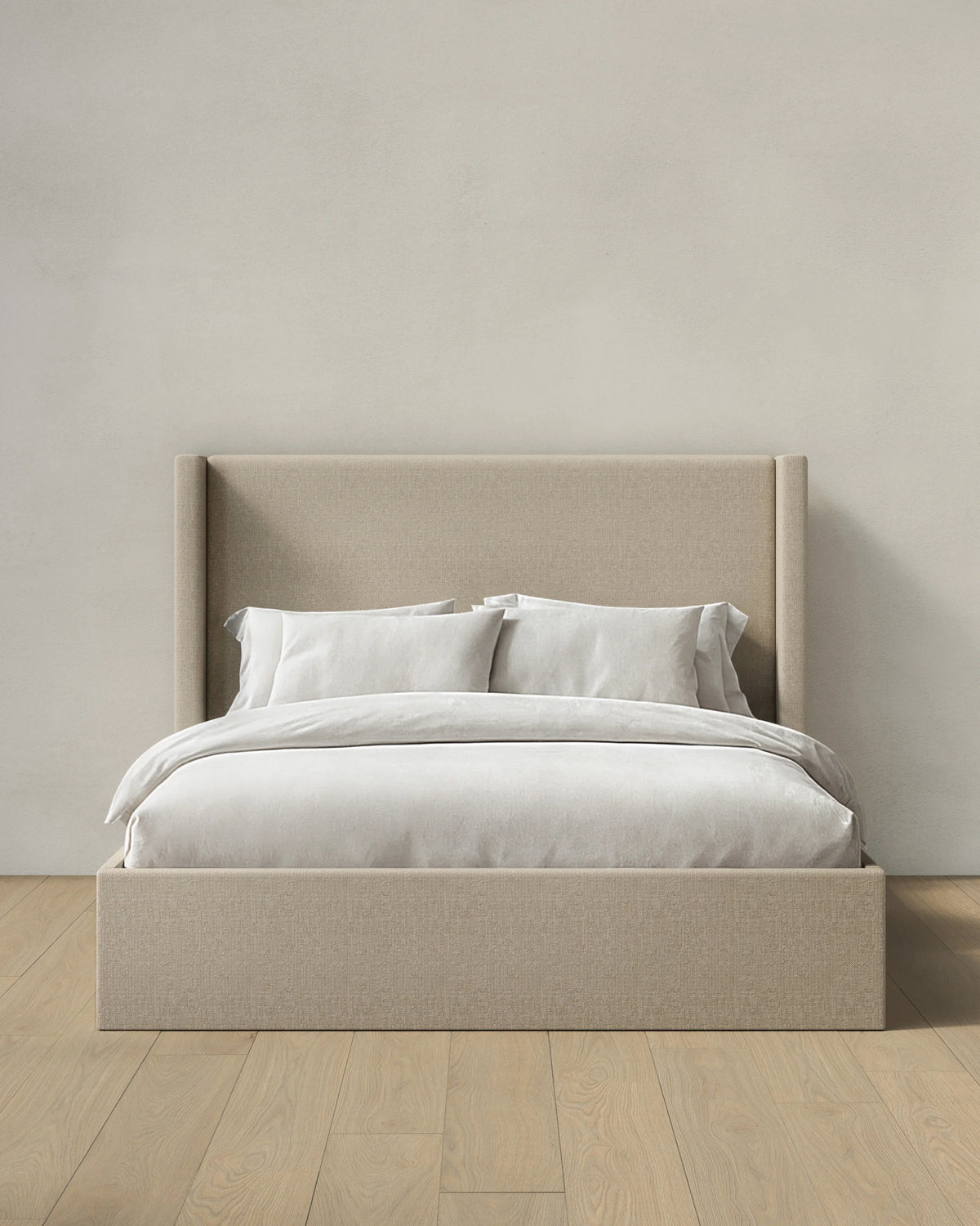 100% Linen Wingback Bed - Full / Canvas