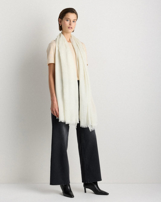 Crystal Embellished Featherweight Cashmere Silk Wrap - One Size / Ivory