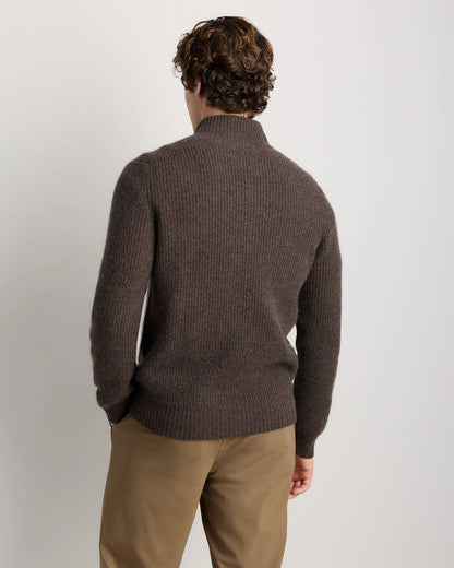 Mongolian Cashmere Fisherman Full Zip Sweater - S / Teak