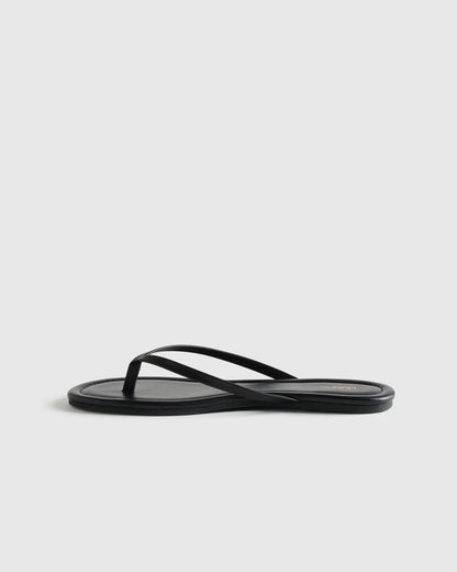 Italian Leather Flip Flops - 5 / Black