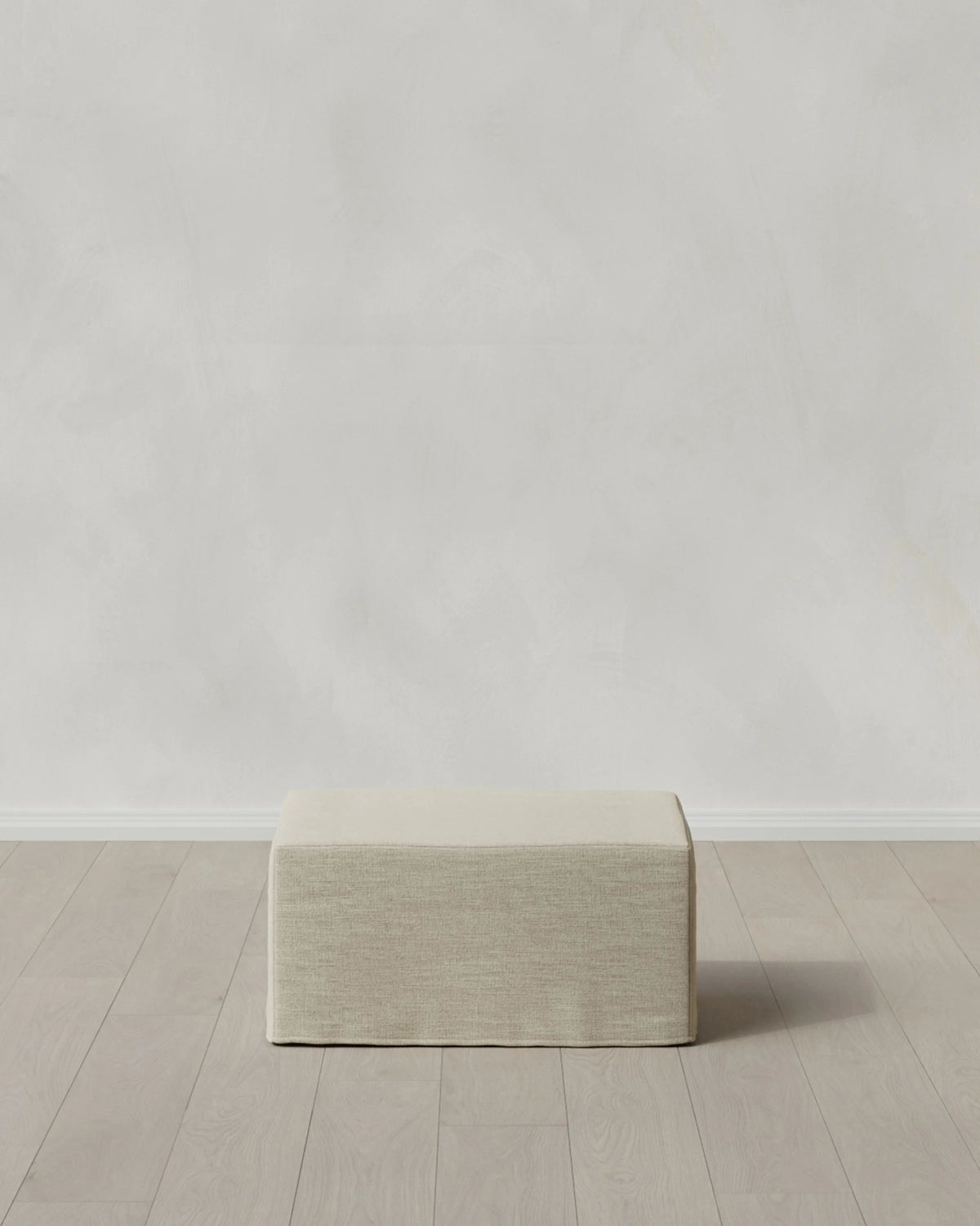 Ellery Slipcover Ottoman in Performance Linen - One Size / Sand