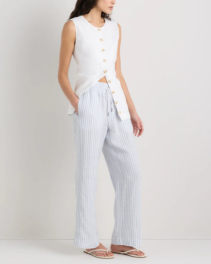 100% European Linen Wide Leg Pants - XS / Flax