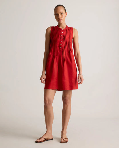 100% European Linen Sleeveless Swing Dress - XS / Classic Mini Gingham